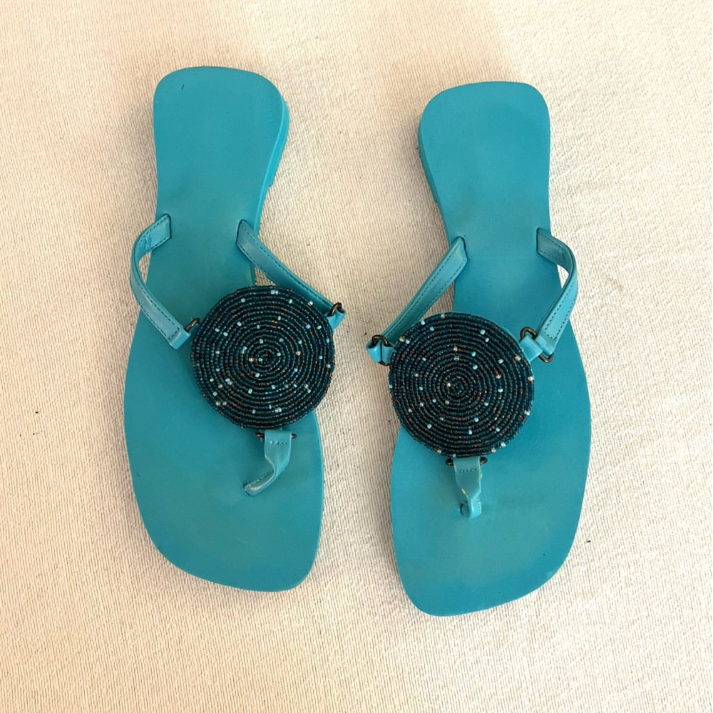 Turquoise Beaded Sandals